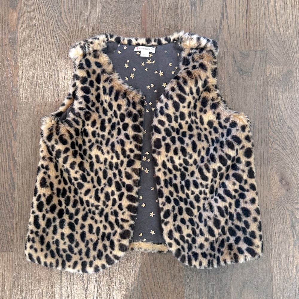 J crew— leopard faux fur vest